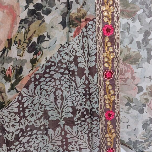 Soft Surroundings Women's Med. Open Cardigan Multi-color Floral Boho Semi-Sheer - Picture 4 of 10